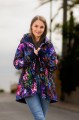 Damska kurtka wiosenna, parka w kwiaty - OKEE - kurtki damskie