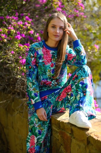 Bawełniany dres w kwiaty