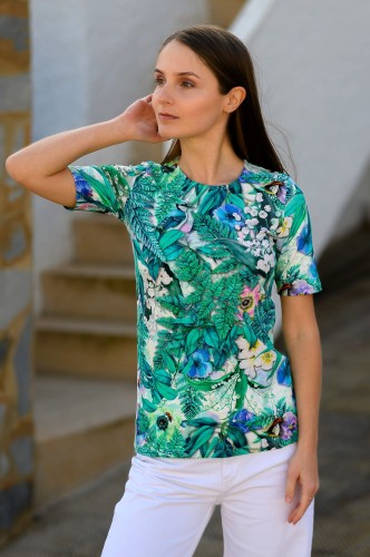 Bluzka simple z krókim rękawem - OKEE - t-shirt w kwiaty (35).jpg