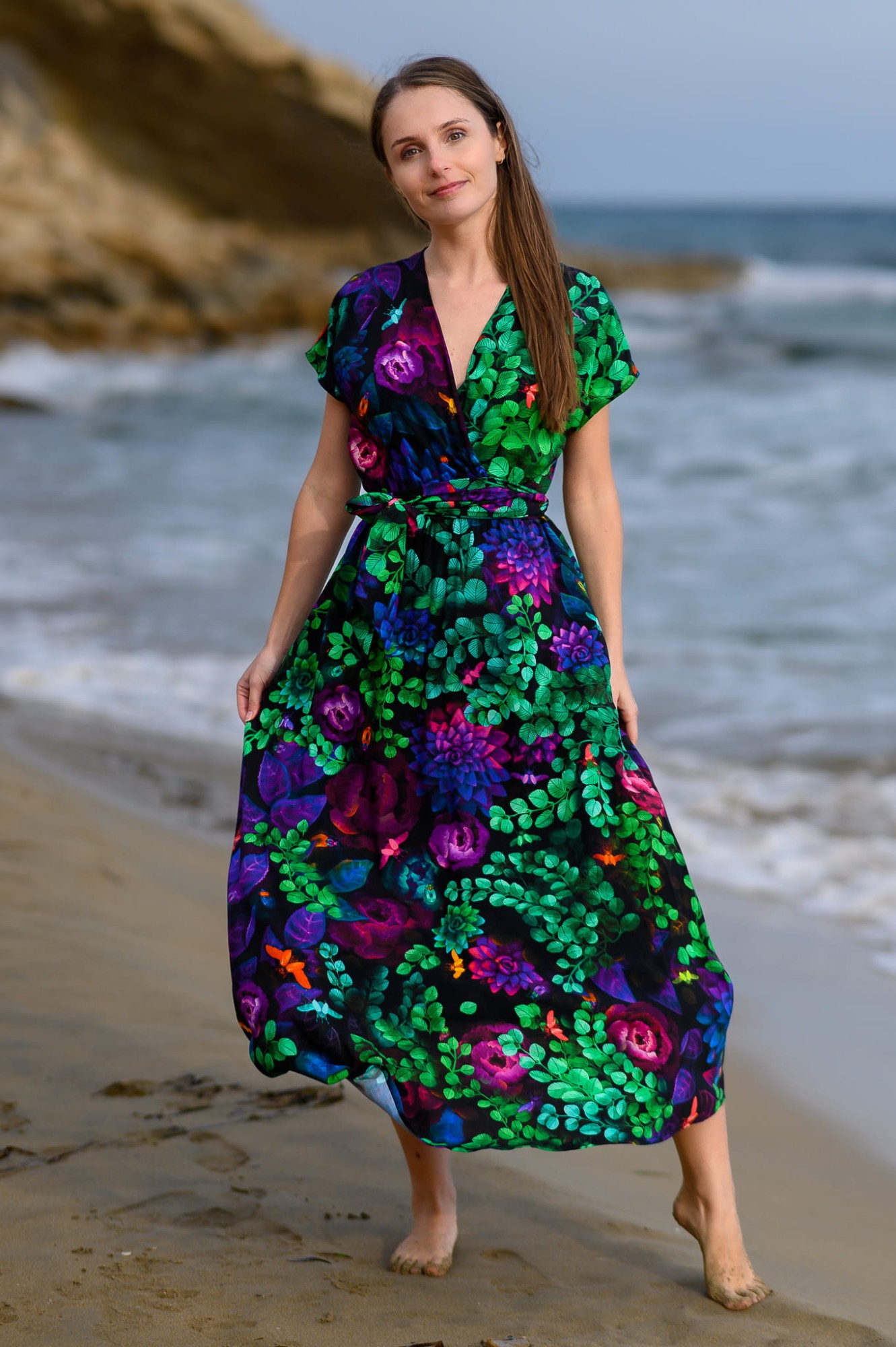 Sukienka Kimono MIDI -  Szmaragdowe Żuki