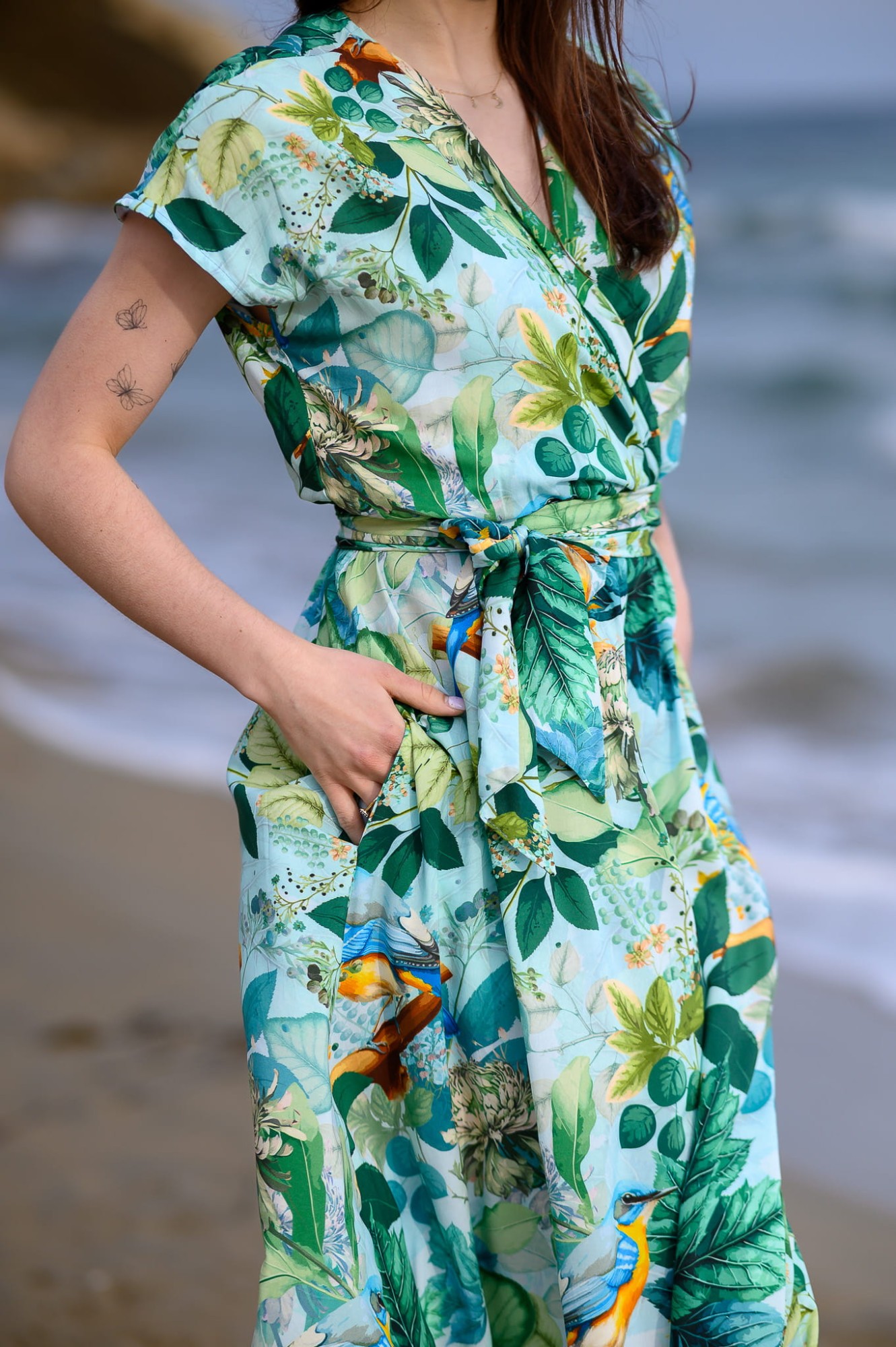 Sukienka Kimono MIDI -  Miętowe Sikorki
