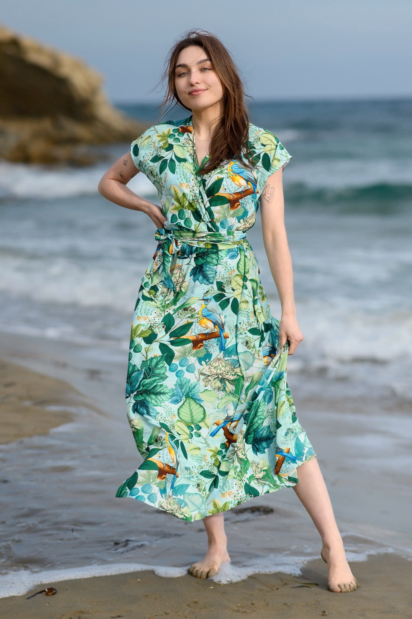 Sukienka Kimono MIDI -  Miętowe Sikorki