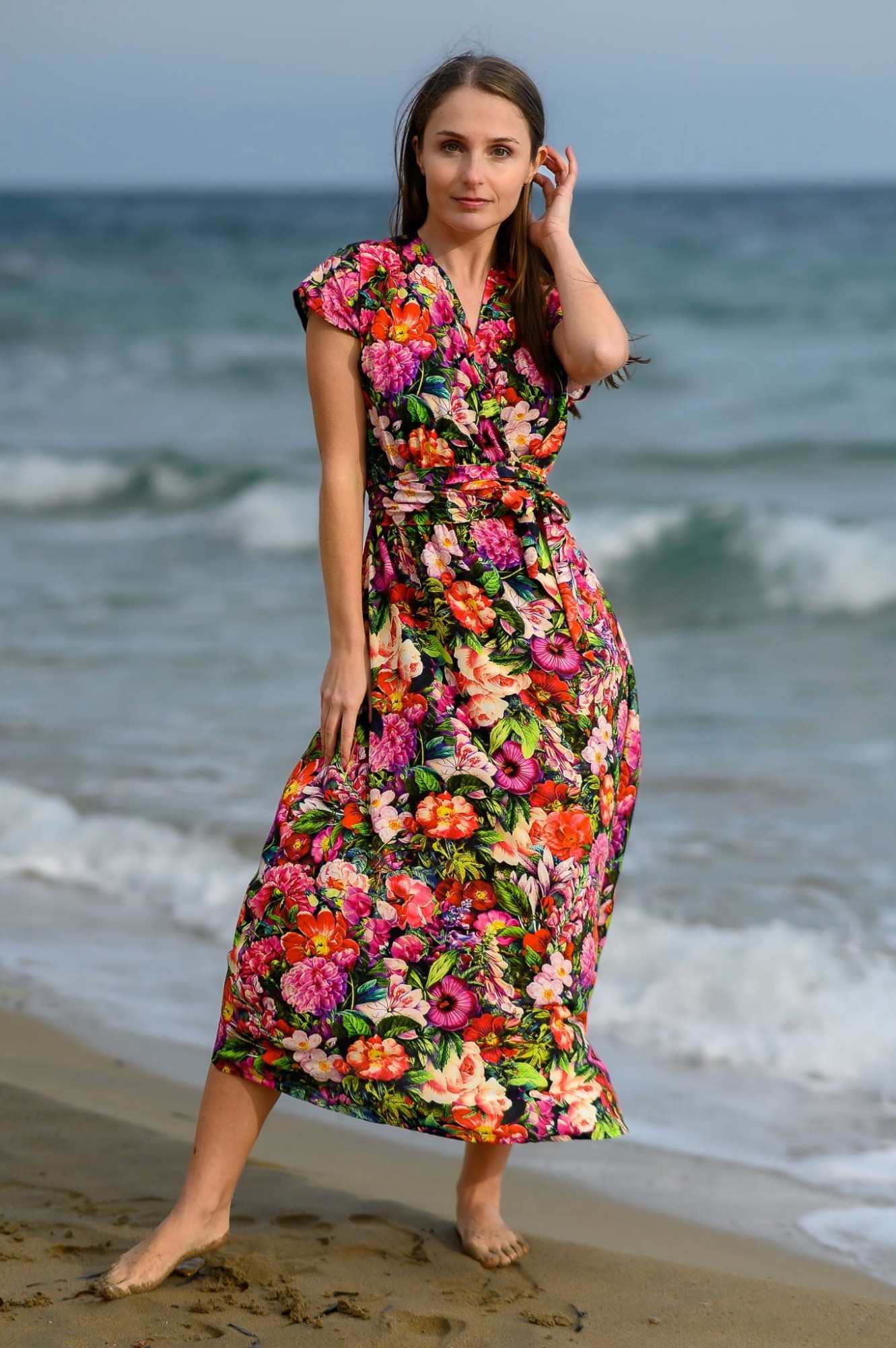 Sukienka Kimono MIDI -  Kwitnąca Hiszpania