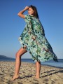 Miętowe kimono plażowe z wiskozy - OKEE