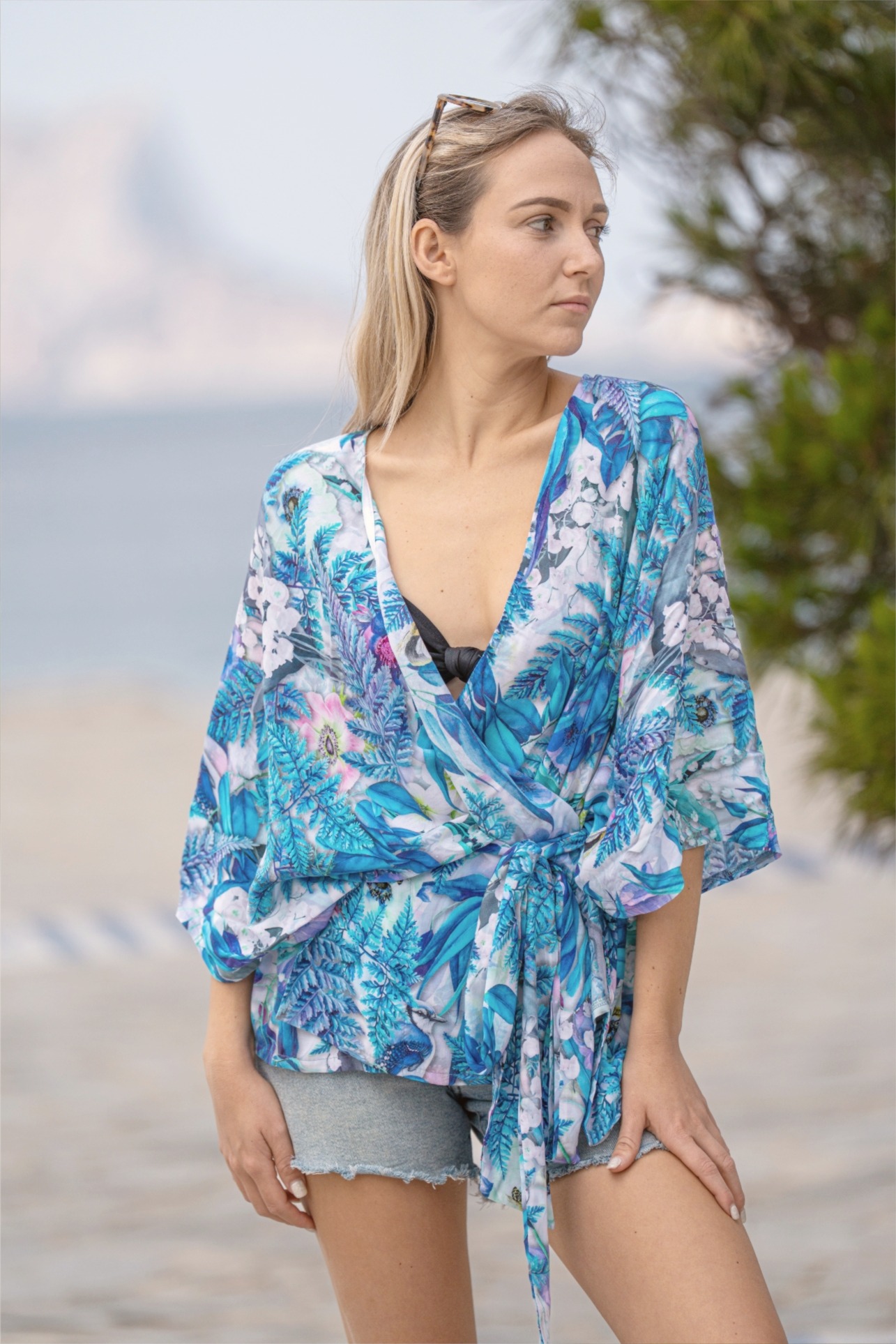 Kimono krótkie - Niebieskie Konwalie