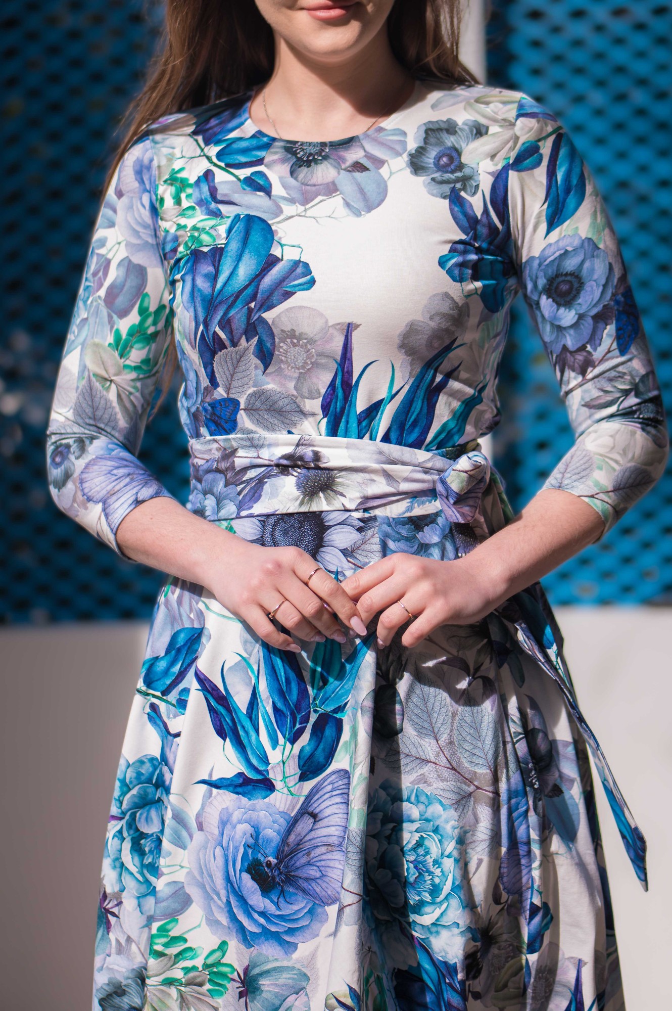 Sukienka Bawełniana SIMPLE - Blue meadow