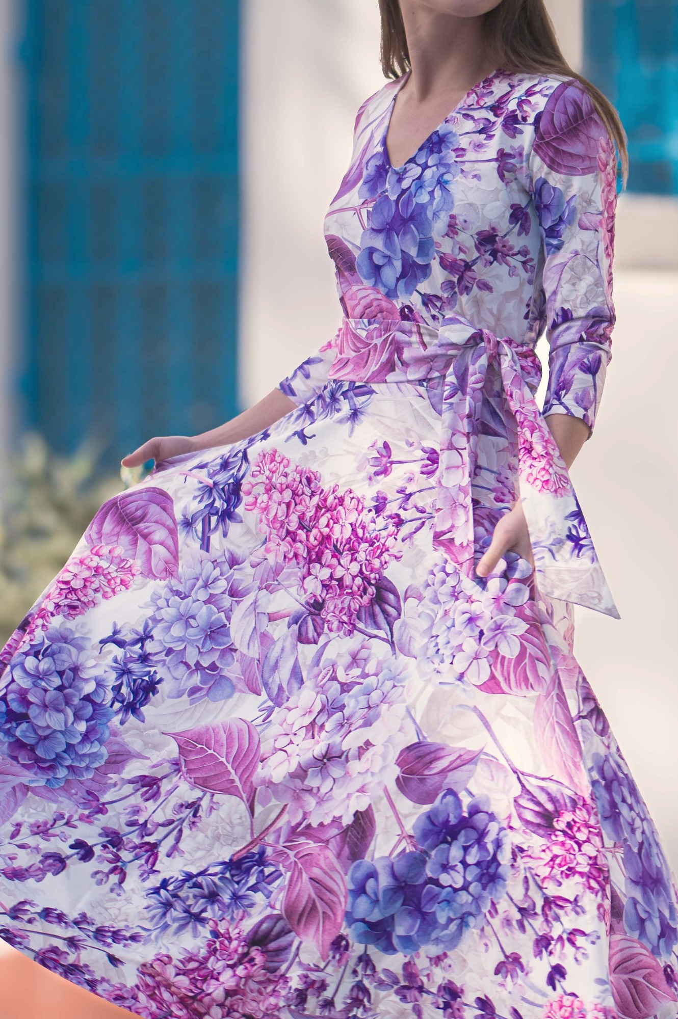 Sukienka Luna - Liliowe hortensje