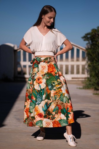 Spódnica MIDI w kwiaty - OKEE bawełniana rozkloszowana spódnica (65).jpg