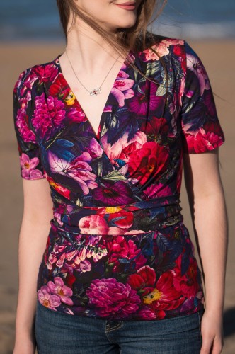 Bawełniana bluzka kopertowa z krótkim rękawem - OKEE (10).jpg