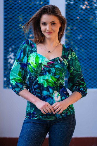 Bawełniana bluzka z dekoltem w serce - OKEE (112).jpg