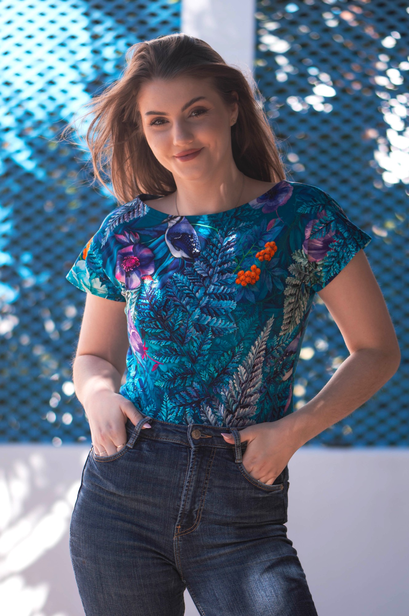 Bluzka bawełniana ŁÓDKA - Eden blue