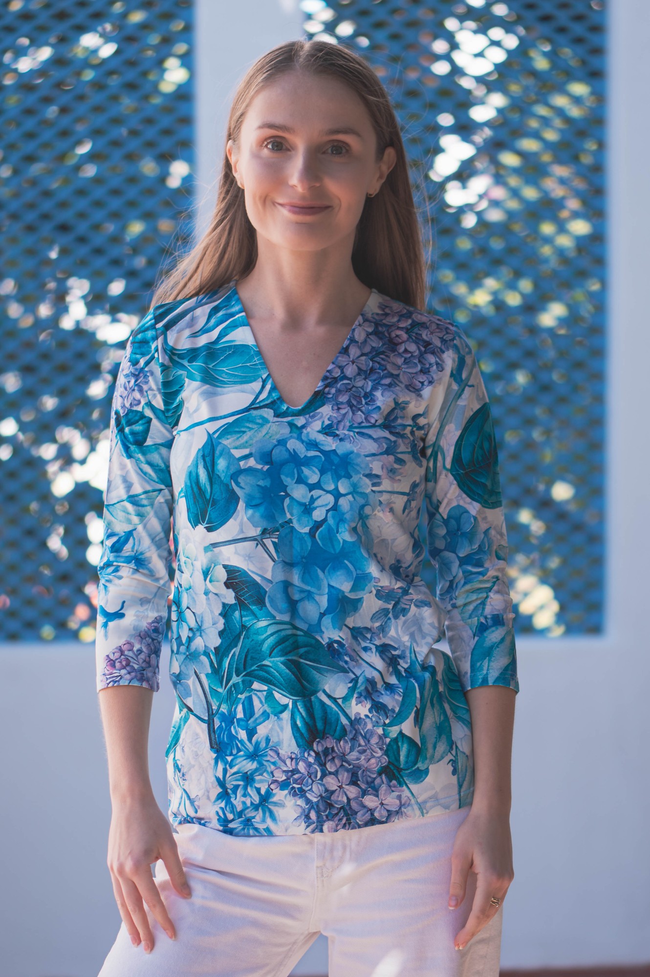 Bluzka LUNA - Błękitne hortensje