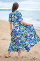 Sukienka wiązana Midi krótki rękaw - Letnia bryza