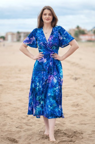 Sukienka wiązana Midi krótki rękaw - Windy Storm