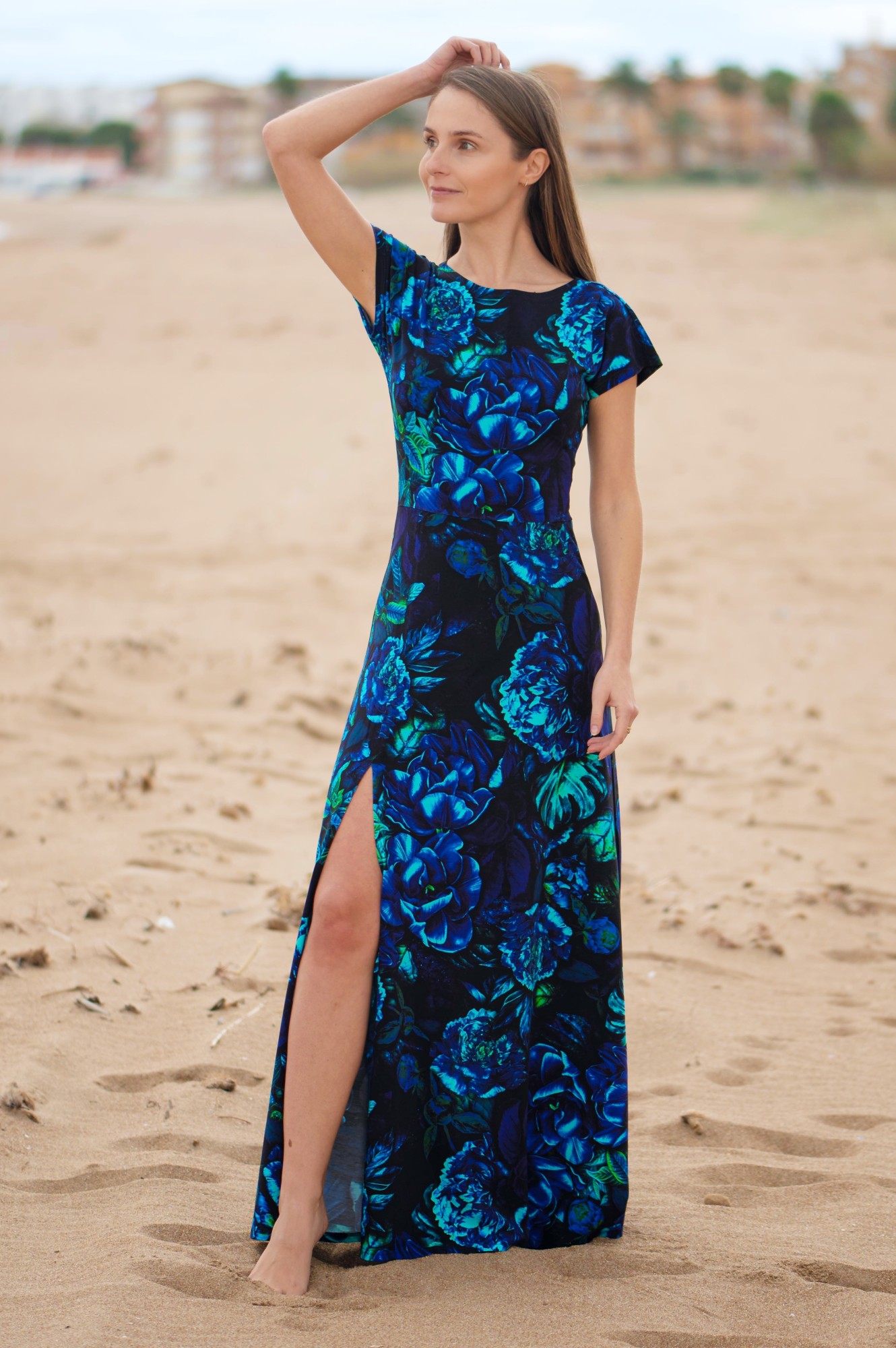 Sukienka MAXI z dekoltem w łódkę - Blue Rapsody