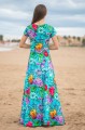 Sukienka MAXI z dekoltem w łódkę - Zaczarowany turkus