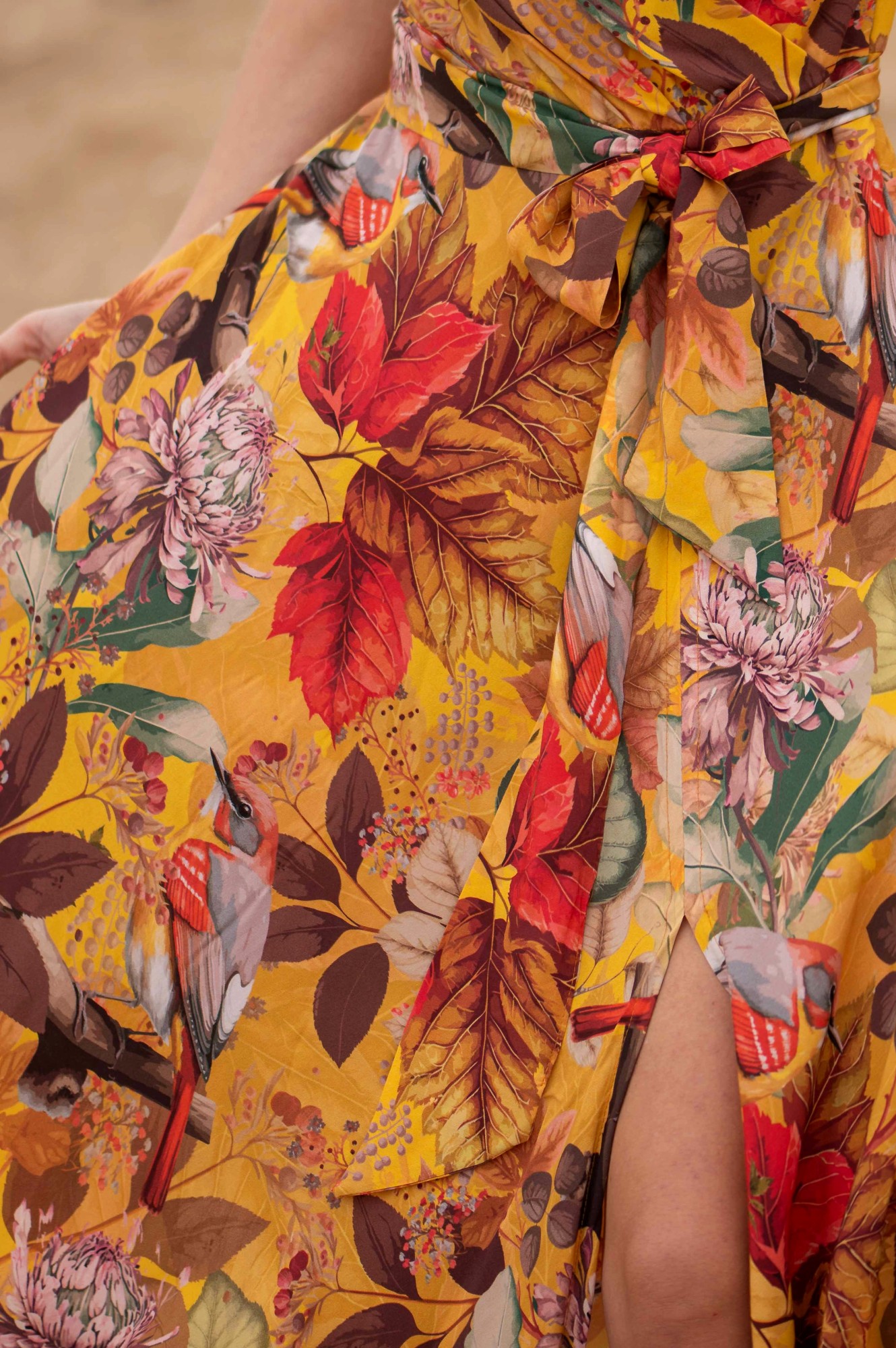 T-shirt wiskozowy - Złote ptaki