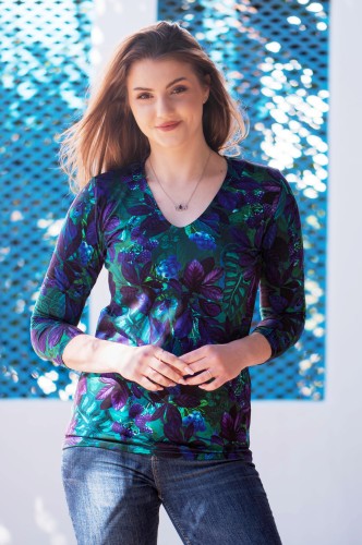 Bawełniana bluzka w kwiaty - dekolt V - OKEE (199).jpg