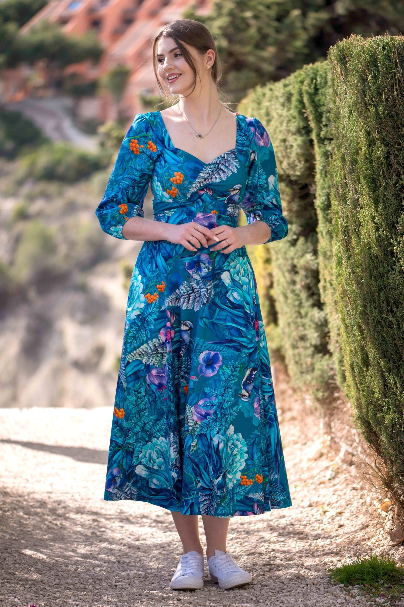 Sukienka bawełniana HEART - Eden blue