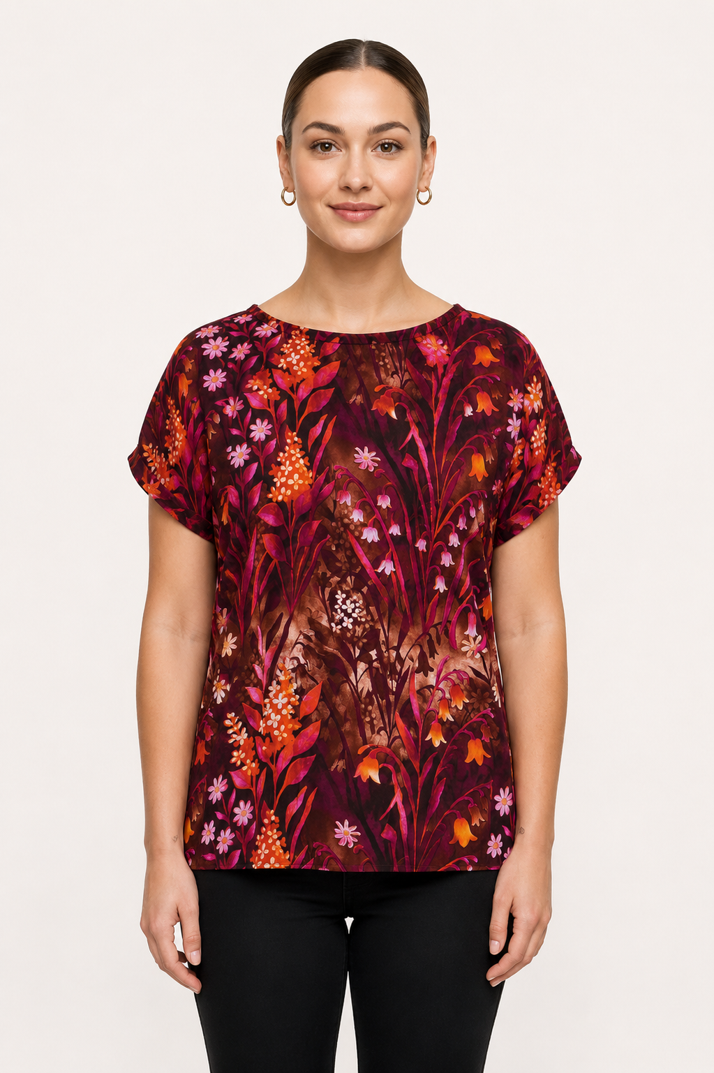 T-shirt wiskozowy - Burgundy Bells