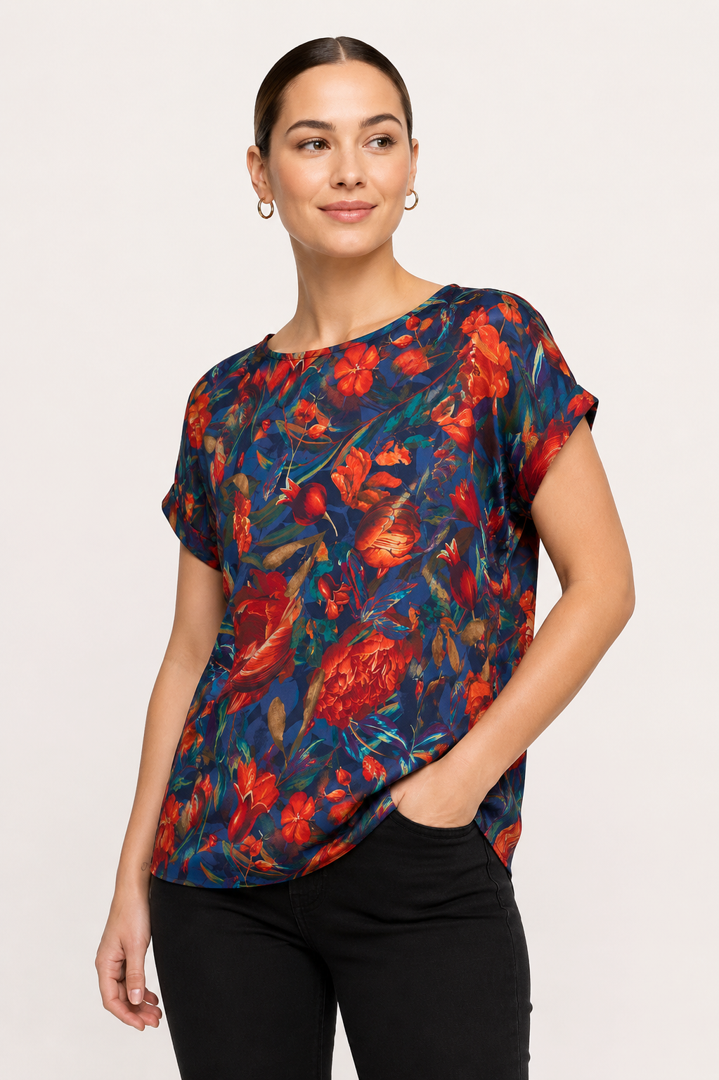 T-shirt wiskozowy - Scarlet night
