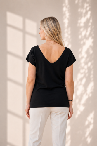czarny damski t-shirt bawełniany OKEE