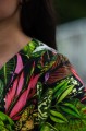 Sukienka Midi taliowana krótki rękaw - Tropical Green