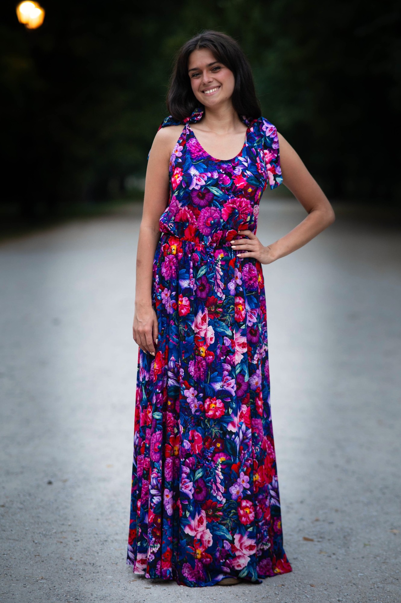 Sukienka wiskozowa MAXI na ramiączkach - Vibrant purple
