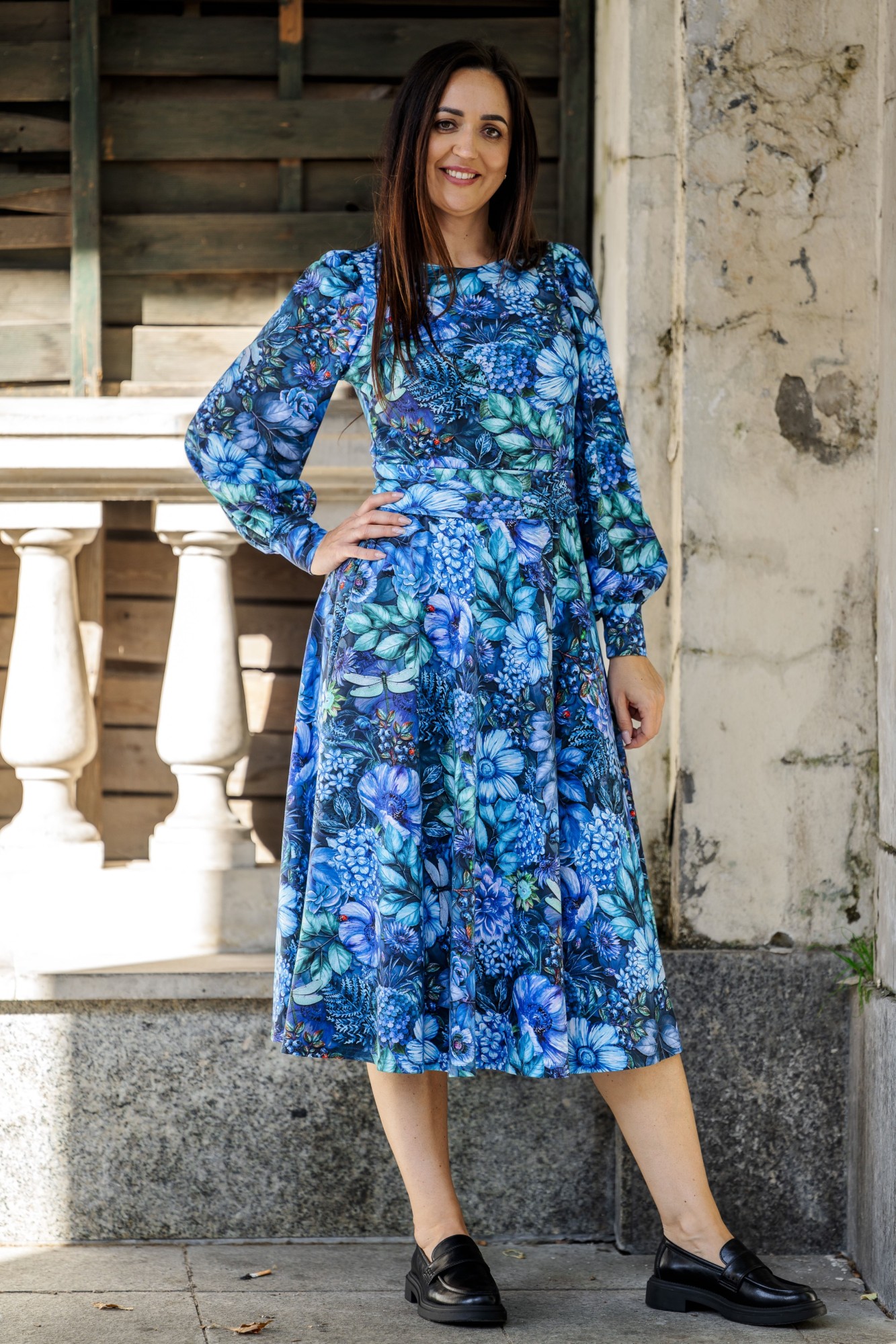 Sukienka Bawełniana HALINA - Aqua blue