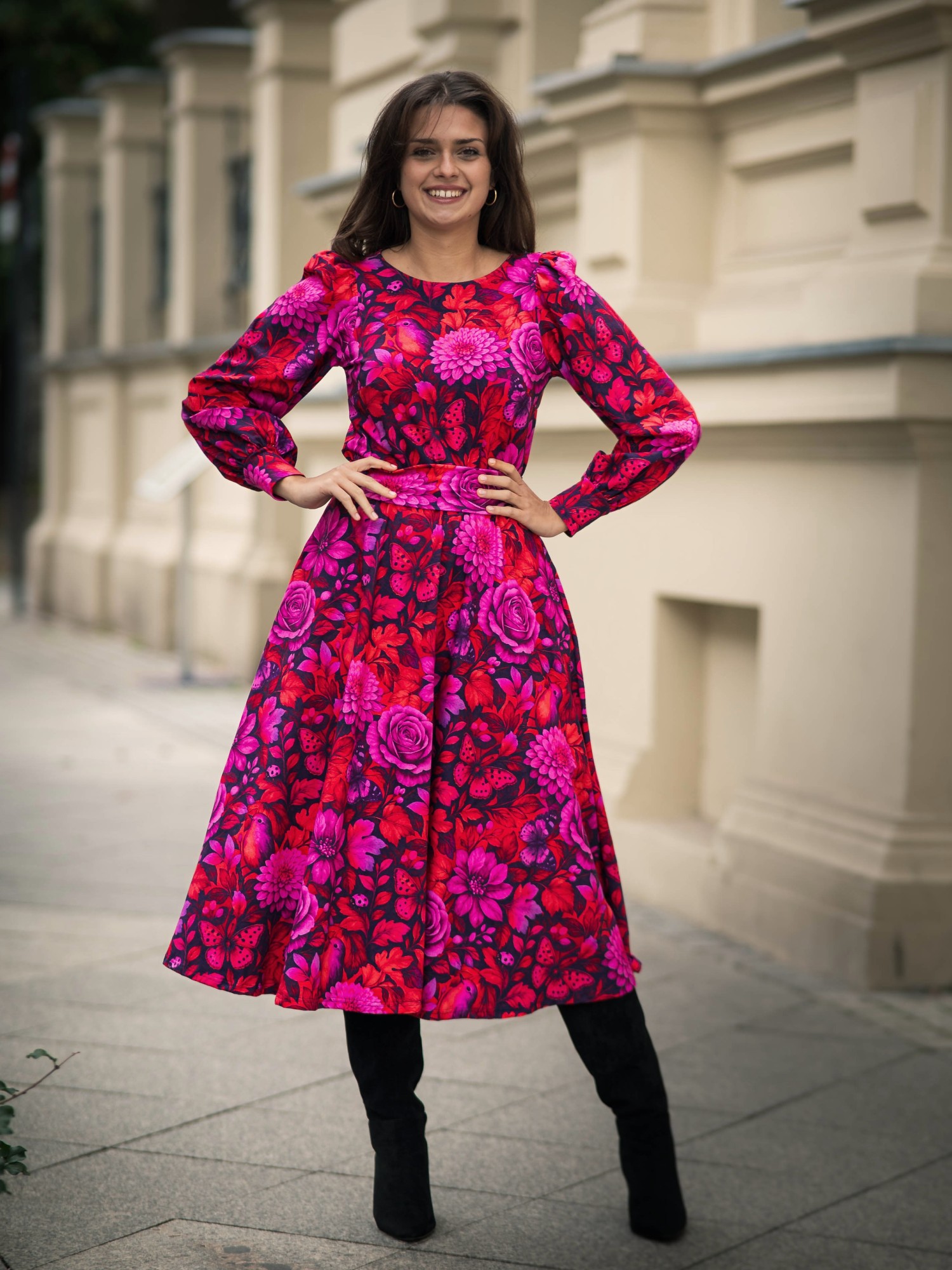 Sukienka Bawełniana HALINA - Magenta