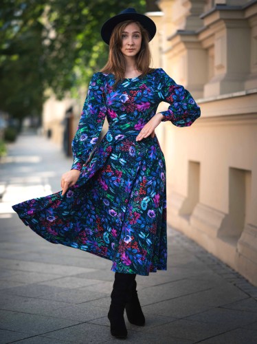 Bawełniane sukienki MIDI - sukienki w kwiaty - OKEE (79).jpg
