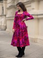 Sukienka bawełniana dekolt karo - Magenta