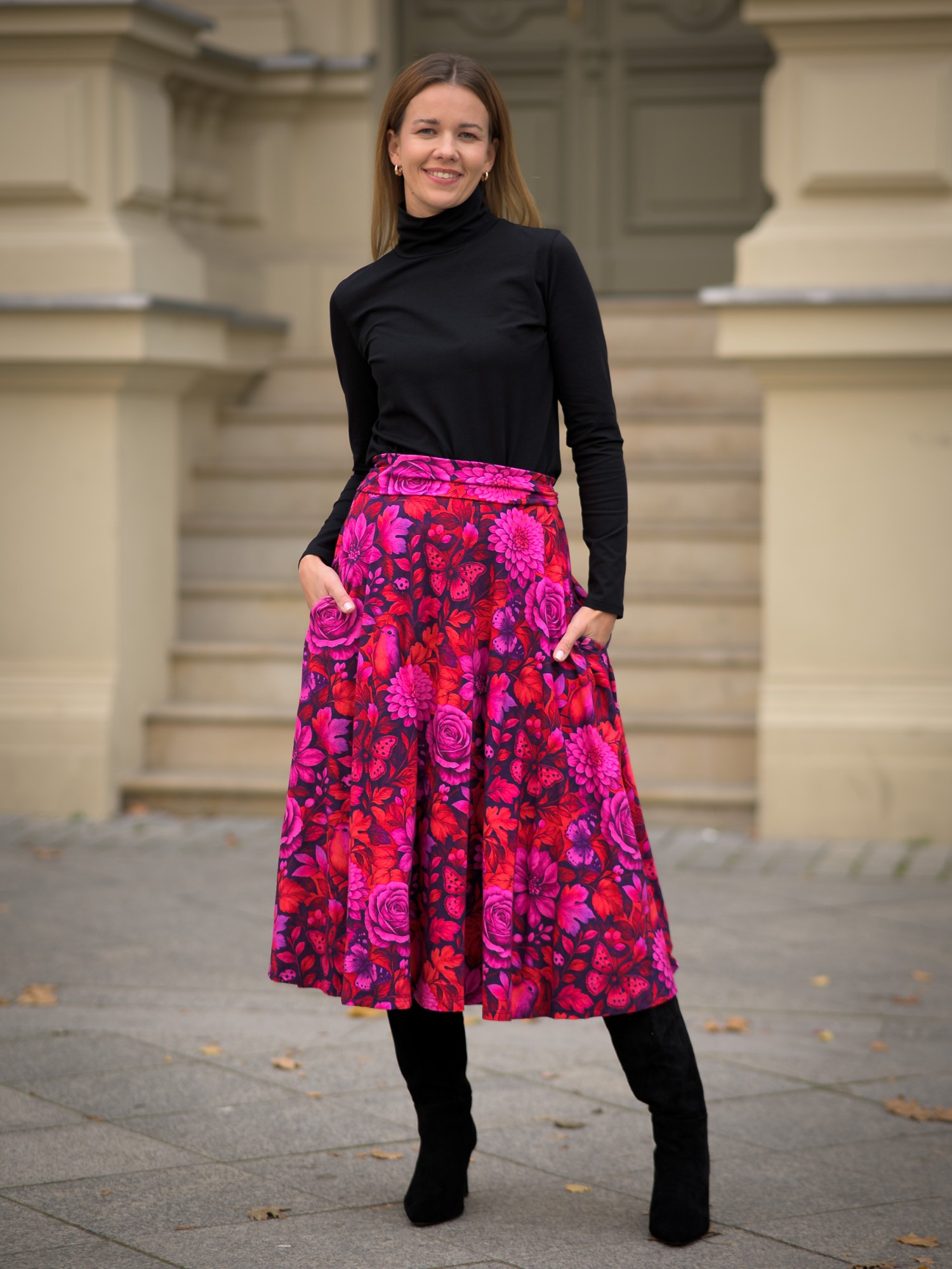 Spódnica MIDI bawełna - Magenta
